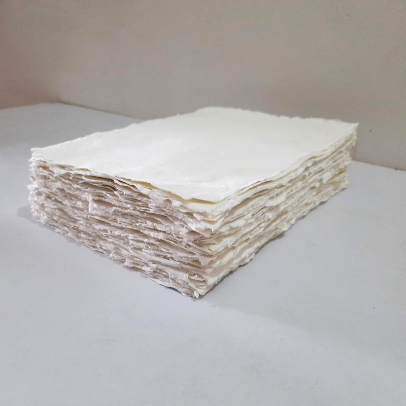 Etailor Handmade Cotton Deckle Edge Paper Loose Leaf Sheets 150 GSM Ivory White (7x9" -100-Sheets ) - Image 3